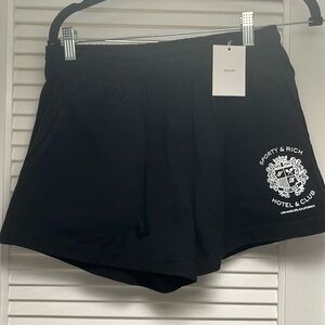 ⭐️BNW🏷️SPORTY&RICH Crest Disco Shorts in Black Size M